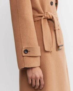 Clearance Sportscraft Martha Double Breasted Trench Coat in Camel
