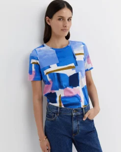Discount Sportscraft Martine Mercerised Tee in Blue Multi BlueMulti
