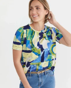 Clearance Sportscraft Matera Mercerised Tee in Blue Multi BlueMulti