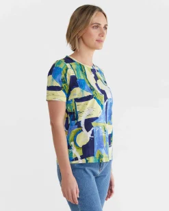 Clearance Sportscraft Matera Mercerised Tee in Blue Multi BlueMulti