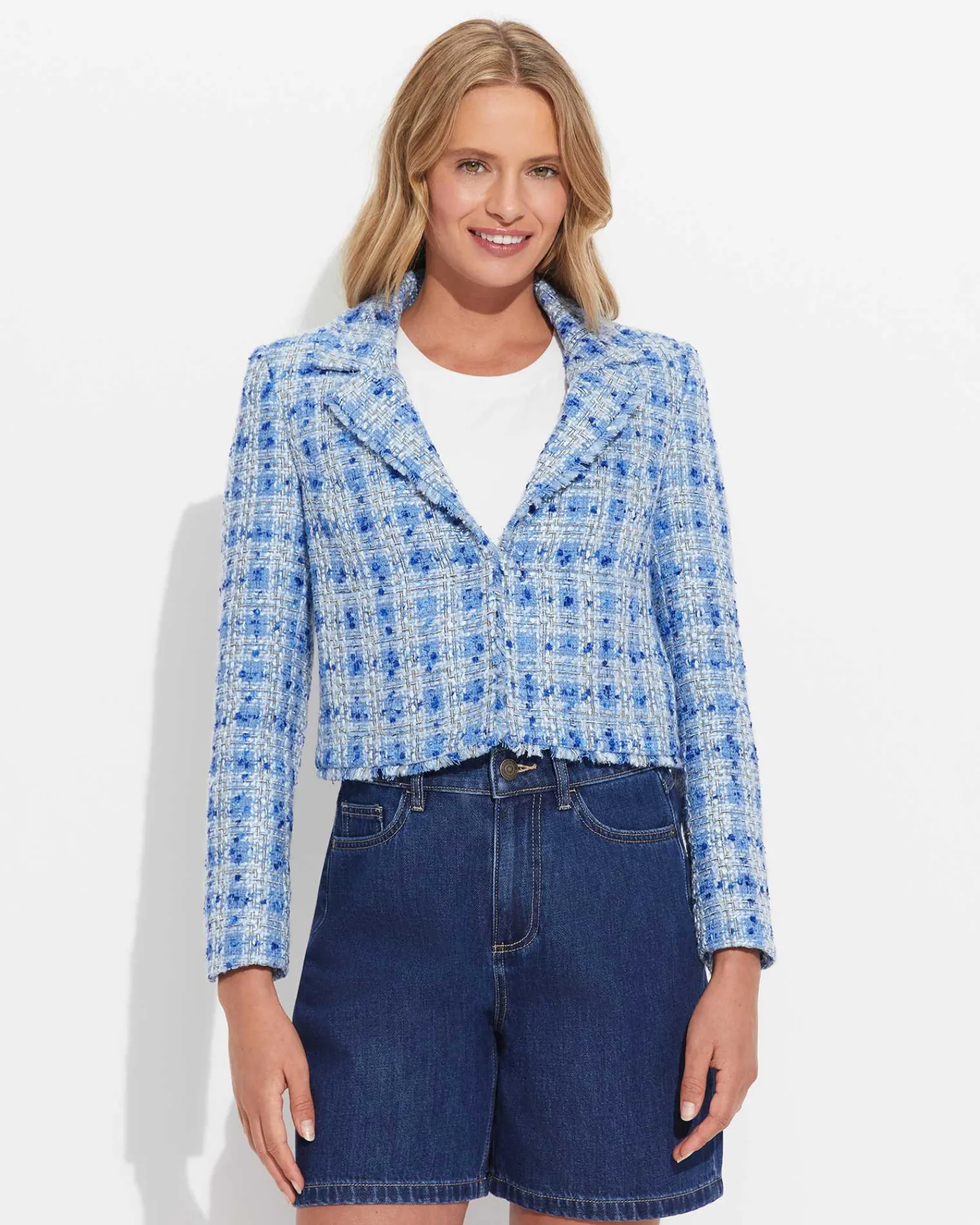 Hot Sportscraft Maya Tweed Jacket in Navy
