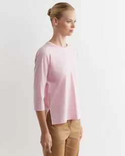 New Sportscraft Mercerised Cotton 3/4 Sleeve Tee in Soft Pink SoftPink