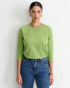 Fashion Sportscraft Mercerised Cotton 3/4 Sleeve Tee in Avocado