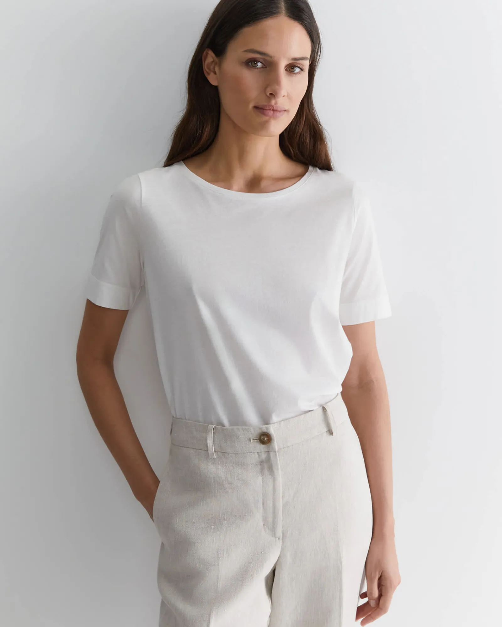 Clearance Sportscraft Mercerised Cotton Tee in White