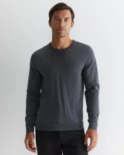 Hot Sportscraft Merino Crew Neck Knit in Charcoal Melange CharcoalMelange