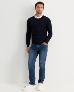 New Sportscraft Merino Crew Neck Knit in Navy