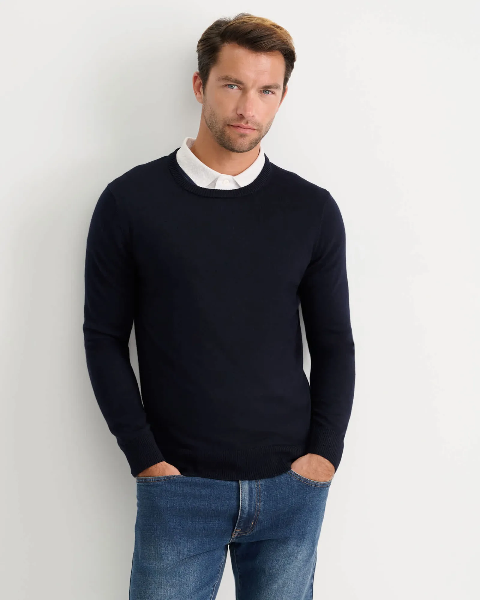 New Sportscraft Merino Crew Neck Knit in Navy