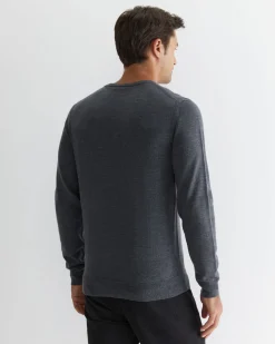 Hot Sportscraft Merino Crew Neck Knit in Charcoal Melange CharcoalMelange