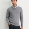 Discount Sportscraft Merino V-Neck Knit in Charcoal Melange CharcoalMelange