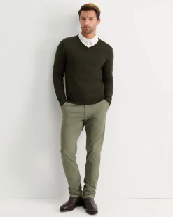 Sale Sportscraft Merino V-Neck Knit in Dark Khaki DarkKhaki