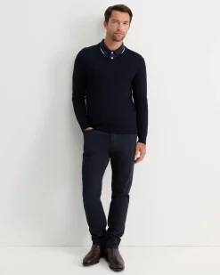 Outlet Sportscraft Merino V-Neck Knit in Navy