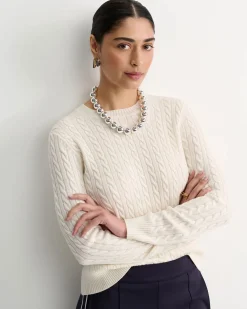 Best Sportscraft Merino Wool Baby Cable Sweater in Winter White WinterWhite