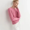Clearance Sportscraft Merino Wool Baby Cable Sweater in Roseberry