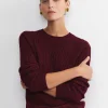 New Sportscraft Merino Wool Baby Cable Sweater in Wine