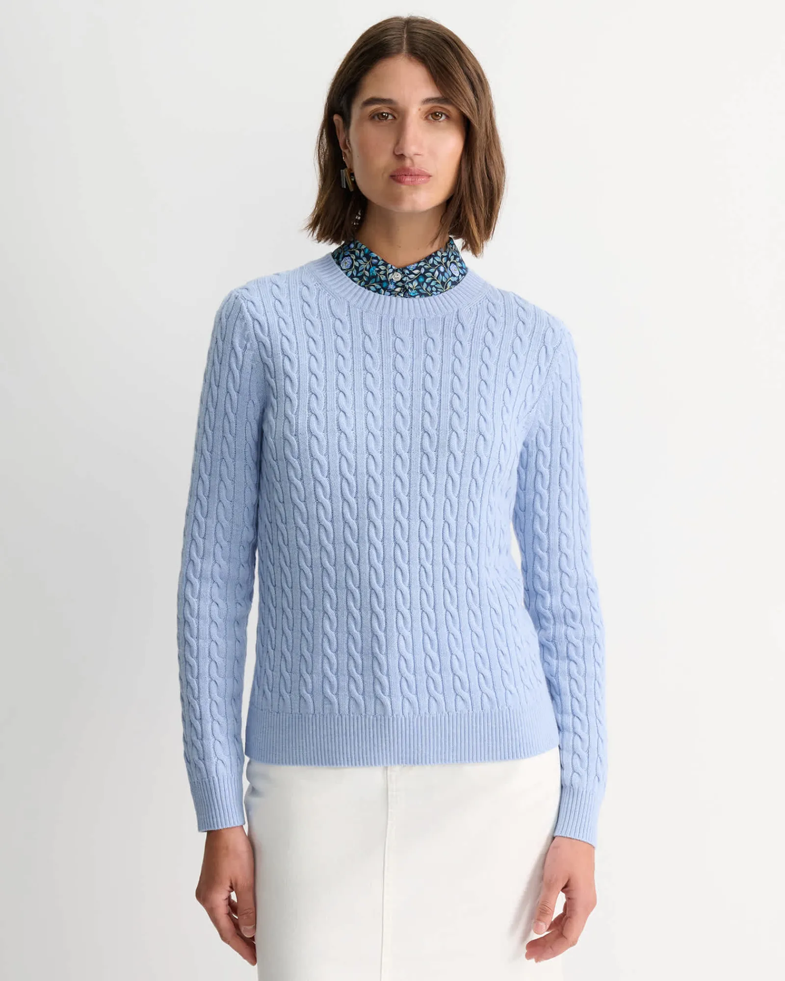 Clearance Sportscraft Merino Wool Baby Cable Sweater in Pale Blue PaleBlue