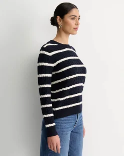 Hot Sportscraft Merino Wool Baby Cable Sweater in Navywhite Navy/white