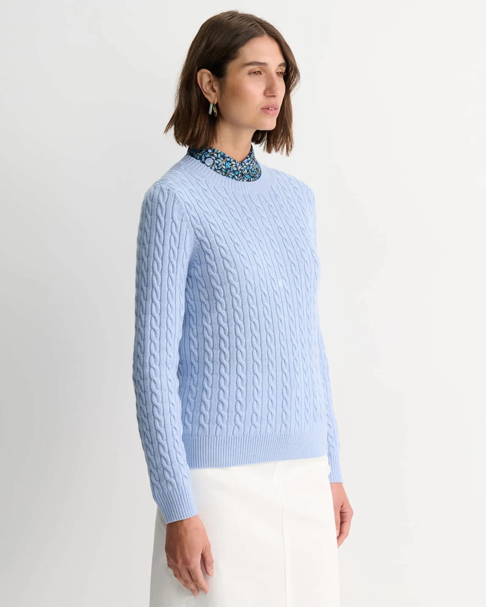 Clearance Sportscraft Merino Wool Baby Cable Sweater in Pale Blue PaleBlue