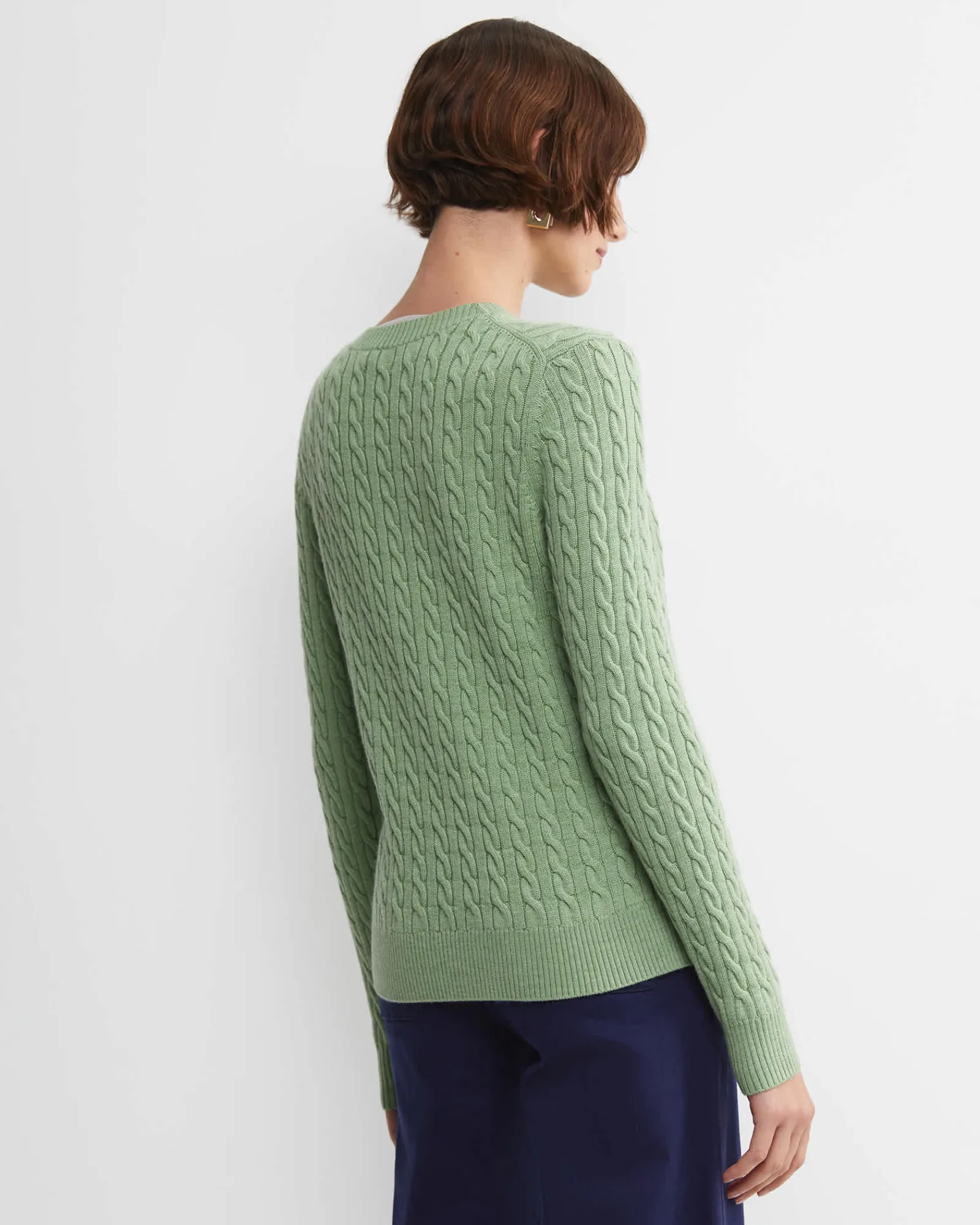 Best Sportscraft Merino Wool Baby Cable Sweater in Pesto