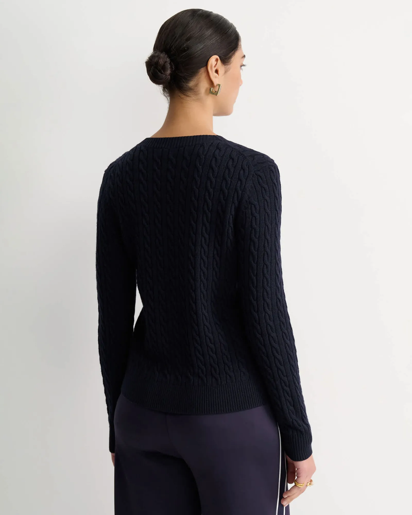 Clearance Sportscraft Merino Wool Baby Cable Sweater in Navy