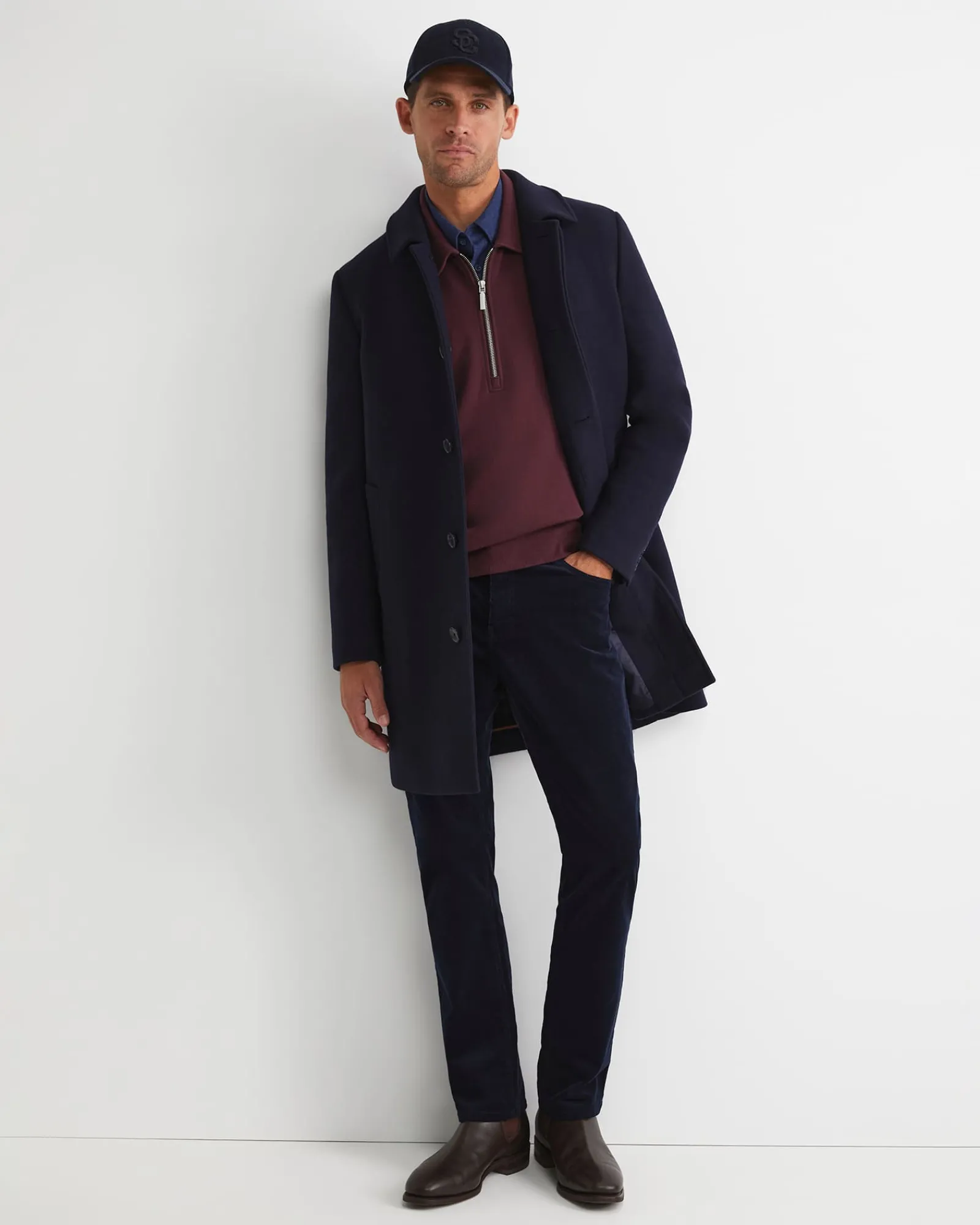 Best Sportscraft Micah Wool Blend Coat in Navy