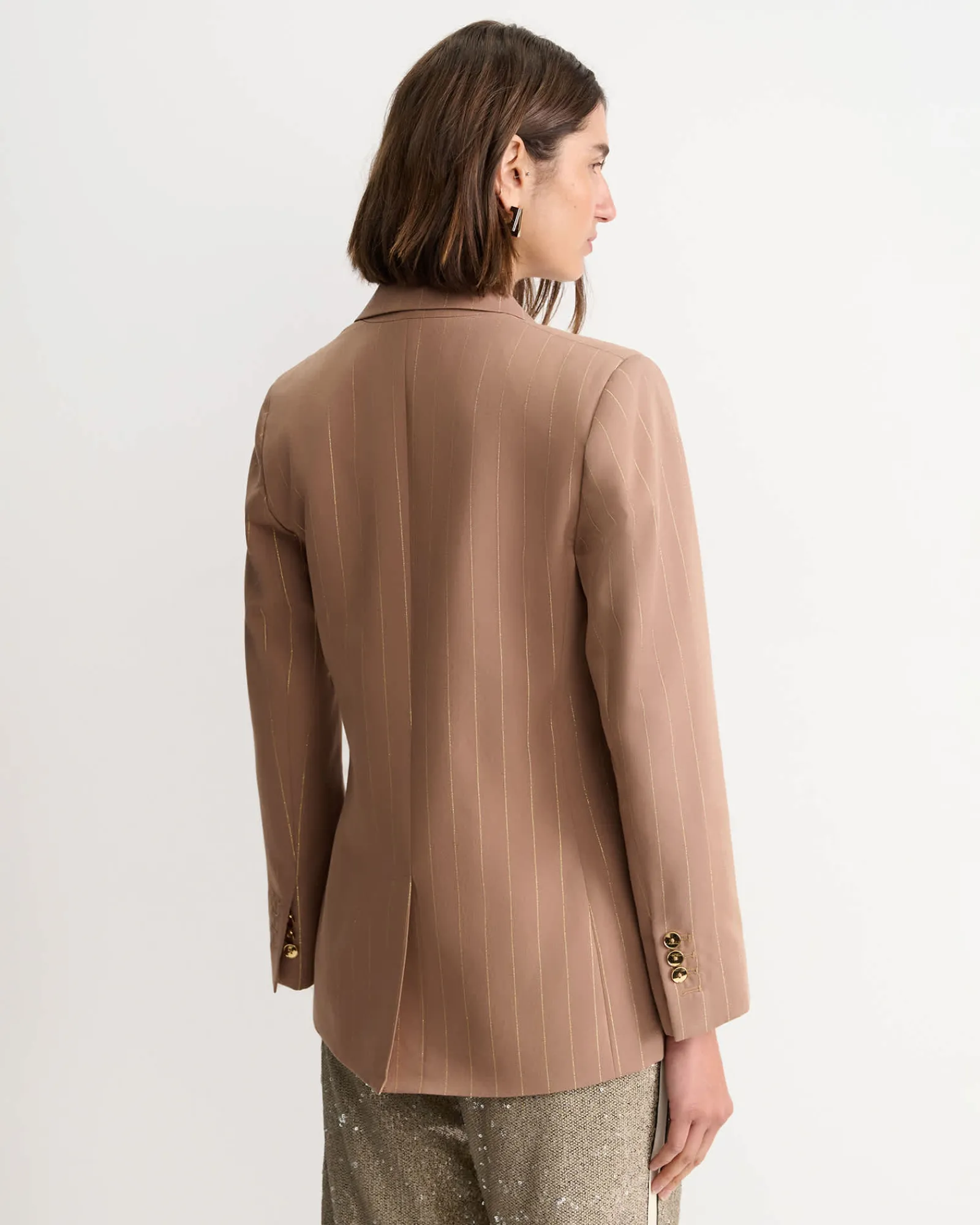 Sale Sportscraft Mina Lurex Pinstripe Jacket in Tan