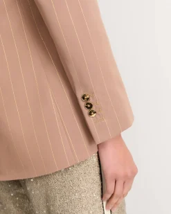Sale Sportscraft Mina Lurex Pinstripe Jacket in Tan