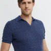Fashion Sportscraft Murrinar Cable Knit Polo in Dark Blue Melange DarkBlueMelange