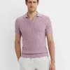 Clearance Sportscraft Murrinar Cable Knit Polo in Pink Melange PinkMelange