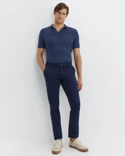 Fashion Sportscraft Murrinar Cable Knit Polo in Dark Blue Melange DarkBlueMelange