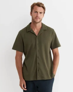 Hot Sportscraft Nason Short Sleeve Pique Shirt in Khaki