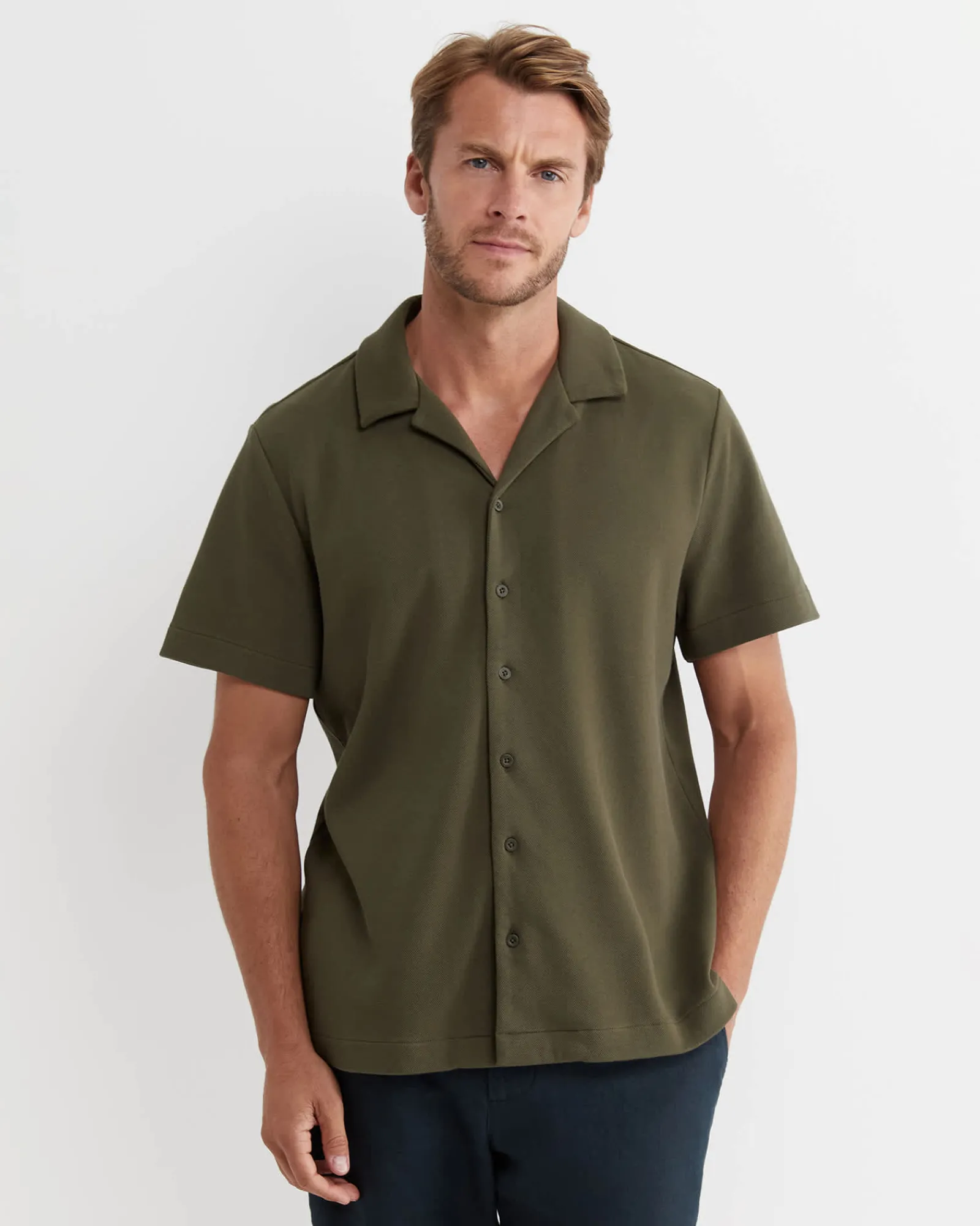 Hot Sportscraft Nason Short Sleeve Pique Shirt in Khaki