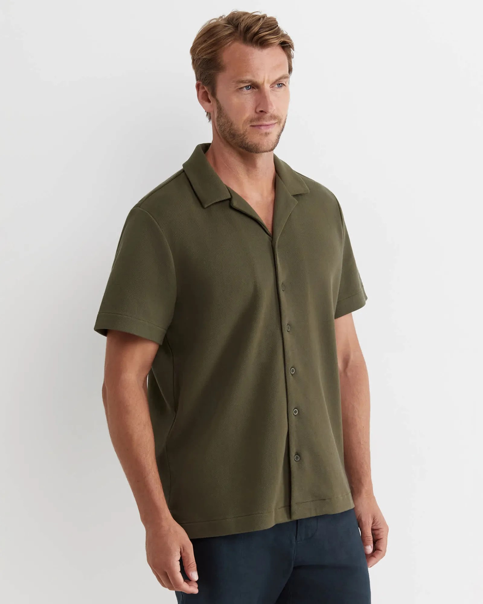 Hot Sportscraft Nason Short Sleeve Pique Shirt in Khaki