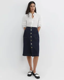 Clearance Sportscraft Nili Stud Skirt in Denim