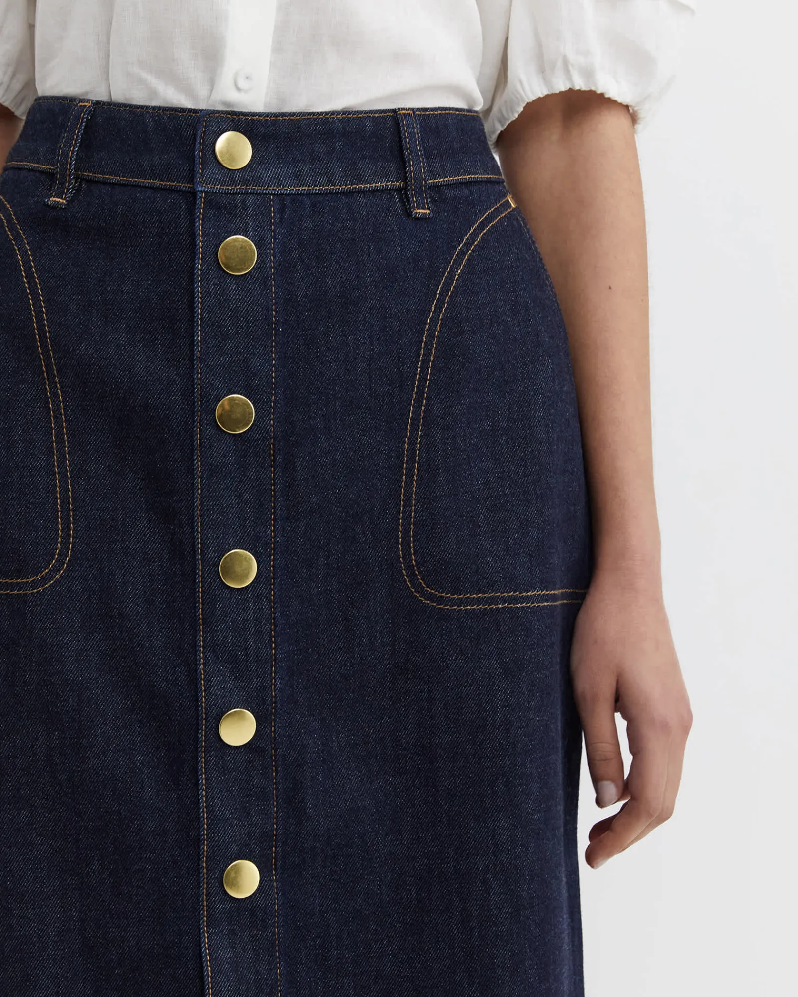 Clearance Sportscraft Nili Stud Skirt in Denim