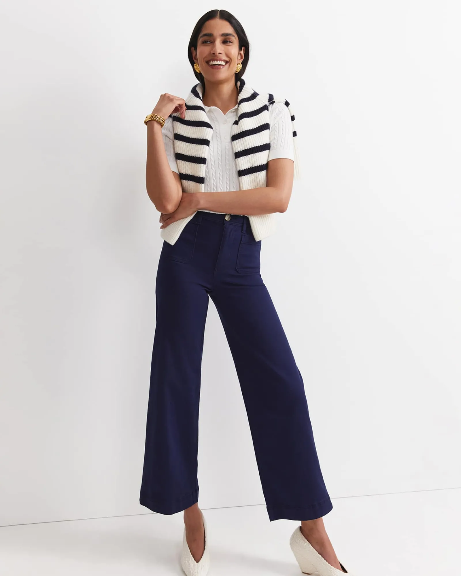 Clearance Sportscraft Nili Wide Leg Jean in Navy