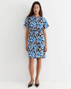 Outlet Sportscraft Nur Linen Dress in Blue Multi BlueMulti