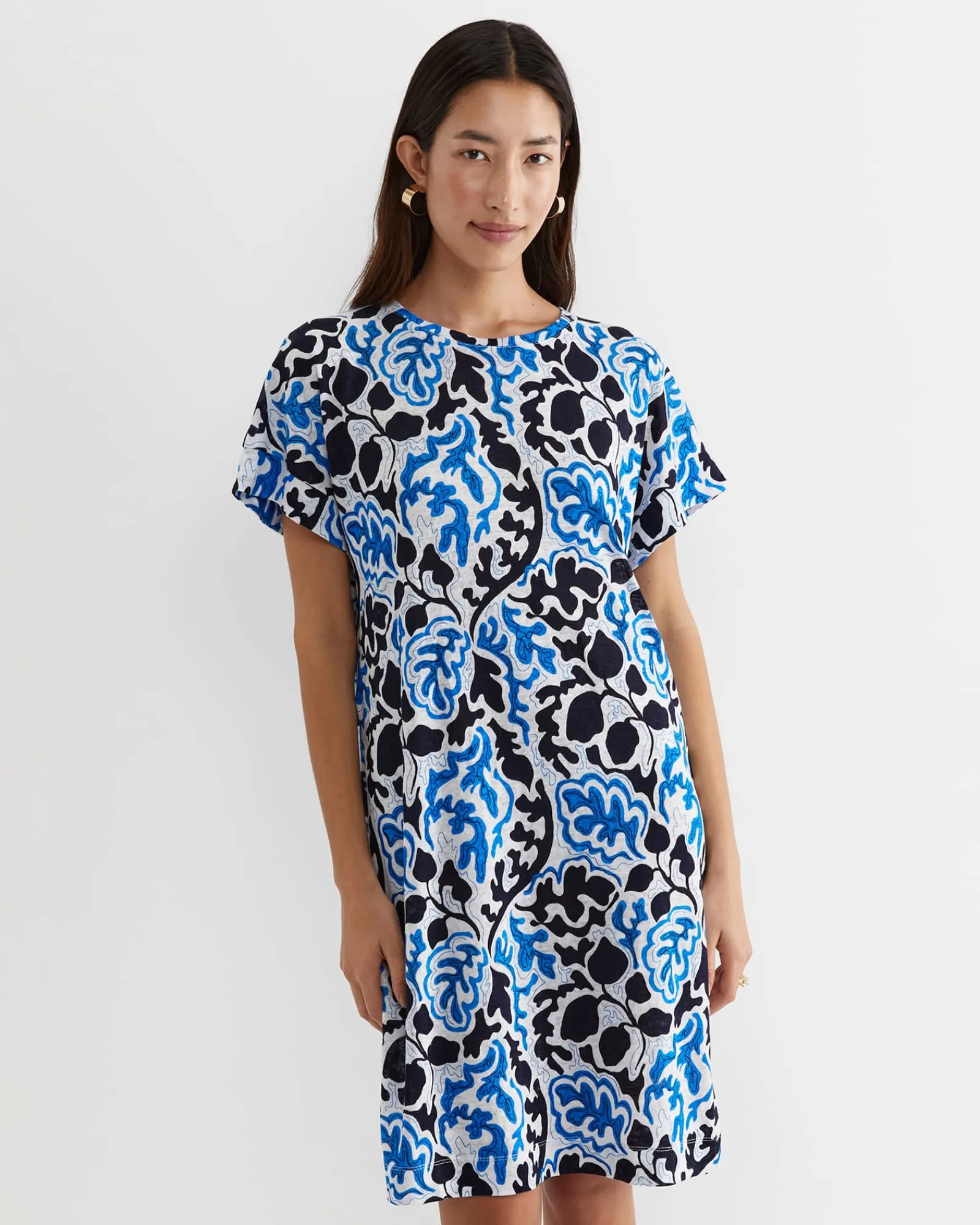 Outlet Sportscraft Nur Linen Dress in Blue Multi BlueMulti