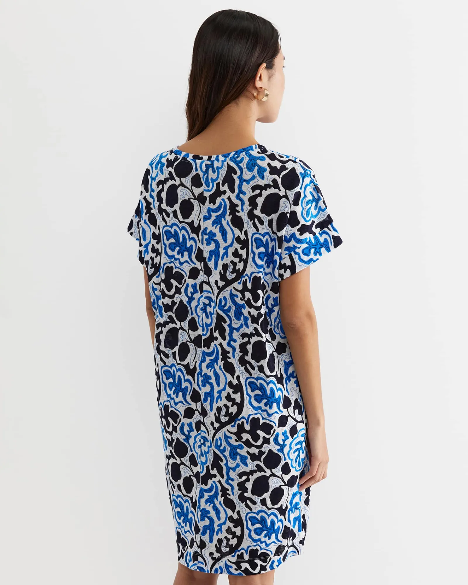 Outlet Sportscraft Nur Linen Dress in Blue Multi BlueMulti
