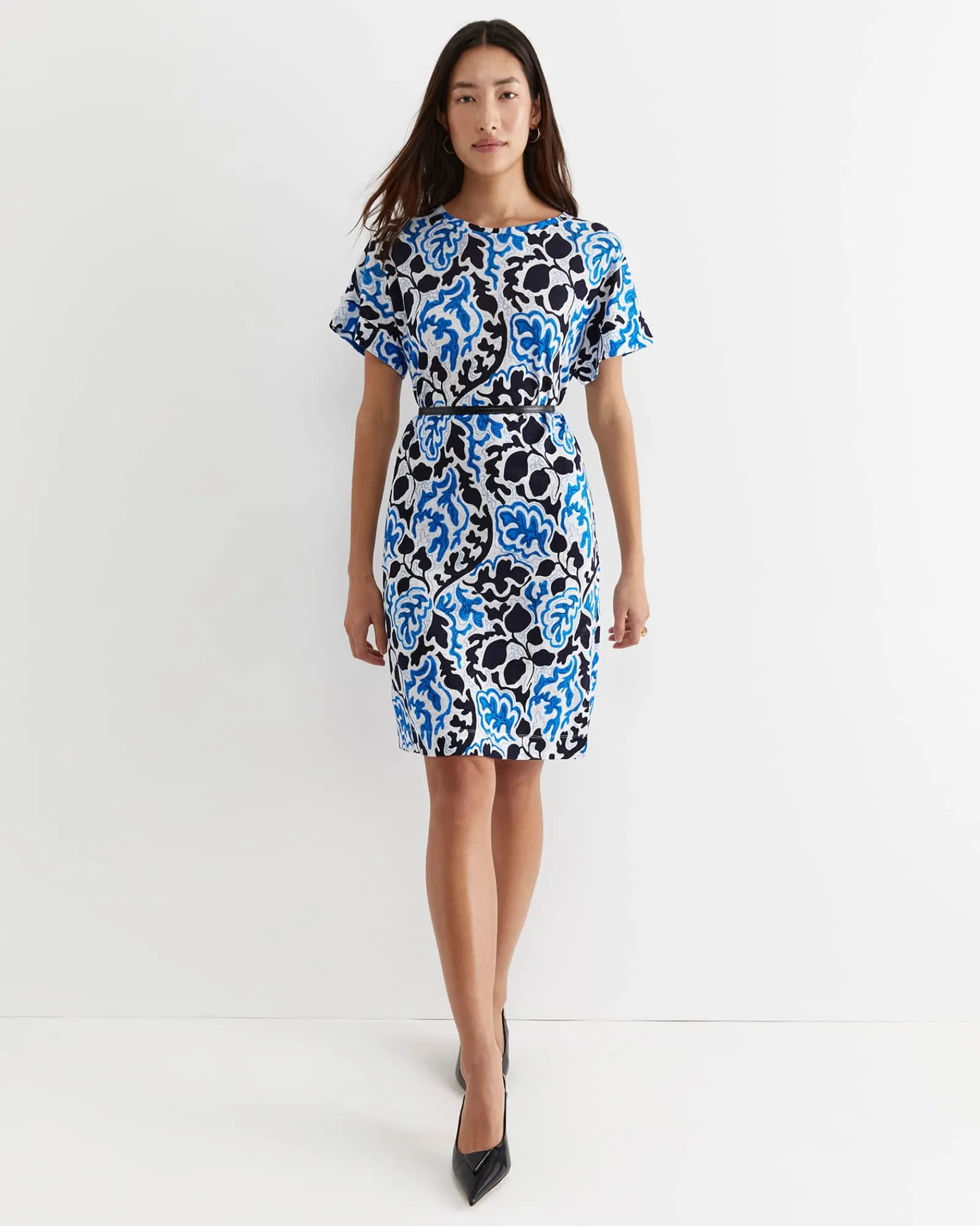 Outlet Sportscraft Nur Linen Dress in Blue Multi BlueMulti