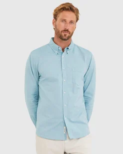 Clearance Sportscraft Oxford Long Sleeve Shirt in Mountain Blue MountainBlue