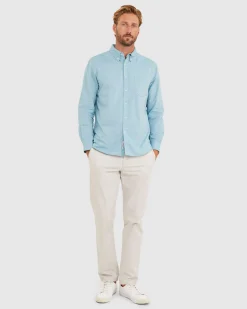 Clearance Sportscraft Oxford Long Sleeve Shirt in Mountain Blue MountainBlue