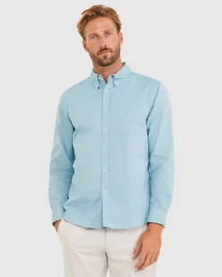Clearance Sportscraft Oxford Long Sleeve Shirt in Mountain Blue MountainBlue