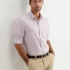 New Sportscraft Oxford Stripe Long Sleeve Shirt in Fig