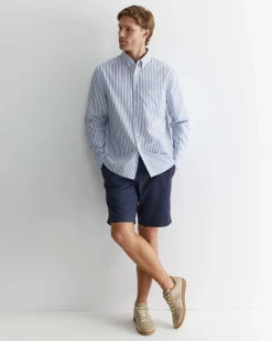 Fashion Sportscraft Oxford Stripe Long Sleeve Shirt in Dutch Blue DutchBlue