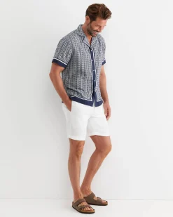 Hot Sportscraft Paddington Short Sleeve Linen Blend Shirt in Navy