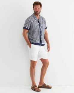 Hot Sportscraft Paddington Short Sleeve Linen Blend Shirt in Navy