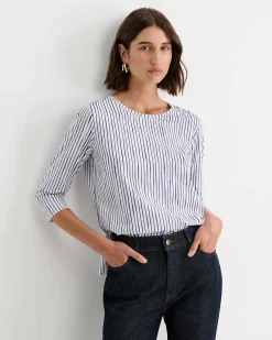 Discount Sportscraft Painted Stripe Mercerised Tee in Whiteblue White/blue
