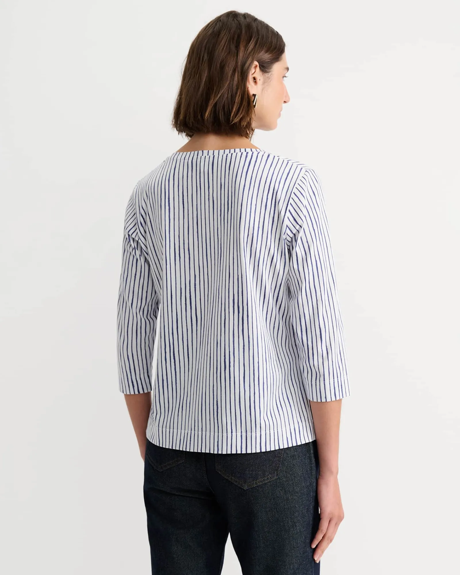 Discount Sportscraft Painted Stripe Mercerised Tee in Whiteblue White/blue