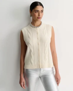 Fashion Sportscraft Pearl Chunky Cable Vest in Winter White WinterWhite