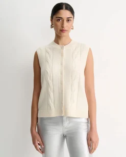 Fashion Sportscraft Pearl Chunky Cable Vest in Winter White WinterWhite